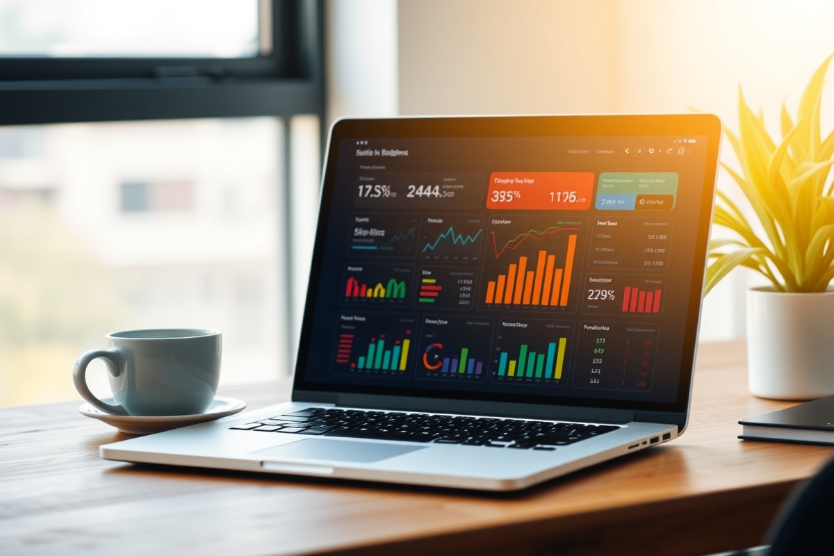 Meridianly Dashboard Analyse von ModeHaus Online Verkaufsdaten auf einem Laptop